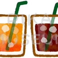 オレンジジュースとアイスコーヒーのイラスト