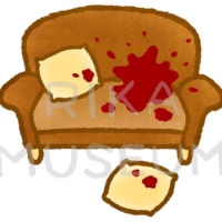 犯罪現場のソファのイラスト