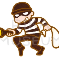 忍び足で侵入をする窃盗犯のイラスト