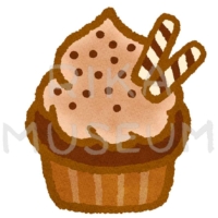 チョコレートクリームのカップケーキのイラスト