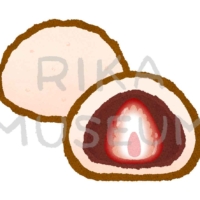 Rice cakes stuffed with sweet red bean paste and a strawberry いちご大福のイラスト