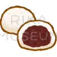 Rice cakes stuffed with sweet red bean paste 大福のイラスト