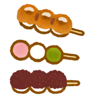 Sweet rice dumplings 美味しそうなみたらし団子と三色団子のイラスト