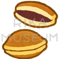 Two small pancakes with red bean paste in between どら焼きのイラスト