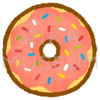 苺のクリームがかかった美味しそうなドーナツのイラスト