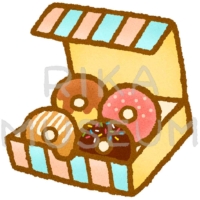 箱に入った美味しそうなドーナツのイラスト