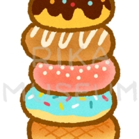 美味しそうなドーナツが重なったイラスト