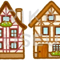 Half-timbered house ドイツの可愛い木組みの家のイラスト