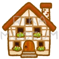 Half-timbered house ドイツの可愛い木組みの家のイラスト