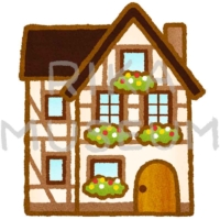 Half-timbered house ドイツの可愛い木組みの家のイラスト