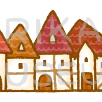 おとぎ話に出てくる町並みのイラスト