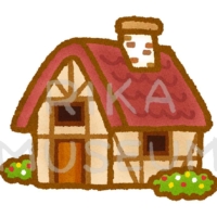 おとぎ話に出てくる木組の家のイラスト