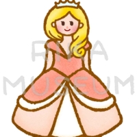 綺麗なピンク色のドレスを着たお姫様のイラスト