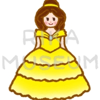 鮮やかな黄色のドレスを着たお姫様のイラスト
