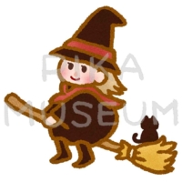ほうきで空を飛ぶ魔女のイラスト