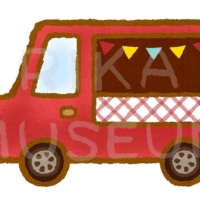 食べ物を販売する車のイラスト