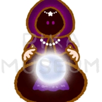 水晶玉に手をかざす占い師のイラスト