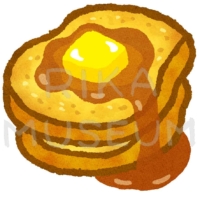 メープルシロップがたっぷりかかった美味しそうなフレンチトーストのイラスト