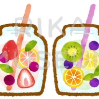 鮮やかで美味しそうなフルーツウォーターのイラスト