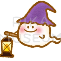 ランプを持った可愛いおばけのイラスト