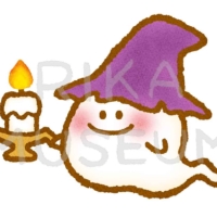 蝋燭を持った可愛いおばけのイラスト