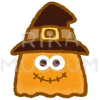 魔女の帽子をかぶった可愛いおばけのイラスト