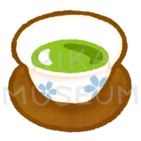 湯飲みに入った緑茶のイラスト