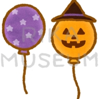 ハロウィンのかぼちゃをデザインした風船のイラスト