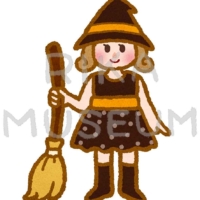 ハロウィンで魔女の仮装をした可愛い女の子イラスト
