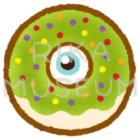 目玉の飾りが乗ったハロウィンのドーナツのイラスト