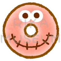 ハロウィンの可愛いストロベリードーナツのイラスト