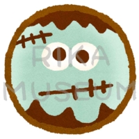 Frankenstein's monster doughnut フランケンシュタインの怪物を模した可愛いドーナツのイラスト