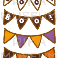 ハロウィンの可愛いガーランドのデザインのイラスト