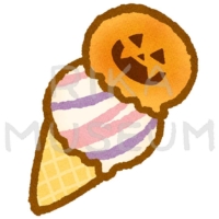 ハロウィンの可愛くて美味しそうなアイスクリームのイラスト