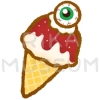 目玉の飾りが乗ったハロウィンのアイスクリームのイラスト