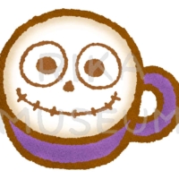 ハロウィンの可愛いラテアートのイラスト