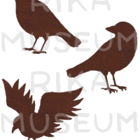 Crow silhouettes ハロウィンの不気味なカラスのシルエットのイラスト