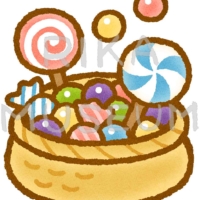 ハロウィンのカラフルで可愛いキャンディのイラスト