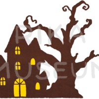 Haunted mansion silhouette ハロウィンのお屋敷のシルエットのイラスト