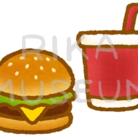 ハンバーガーとドリンクのイラスト