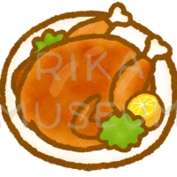 Roast chicken 大きくて美味しそうなローストチキンのイラスト