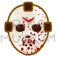 返り血を浴びたホッケーマスクのイラスト