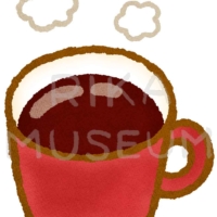 赤いマグカップに入った飲み物のイラスト