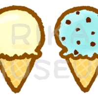 バニラとチョコミントのアイスクリームのイラスト
