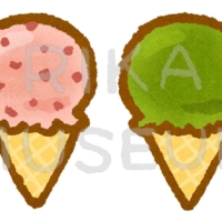 抹茶のアイスクリームのイラスト