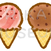 苺とチョコレートのアイスクリームのイラスト