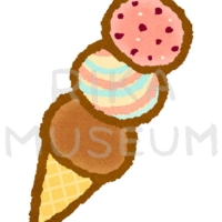 苺とチョコレートのアイスクリームのイラスト