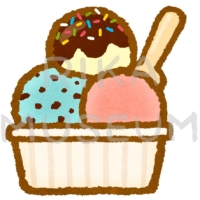 チョコミントのアイスクリームのイラスト