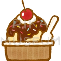 チェリーがのったアイスクリームのイラスト