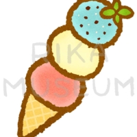 チョコミントのアイスクリームのイラスト